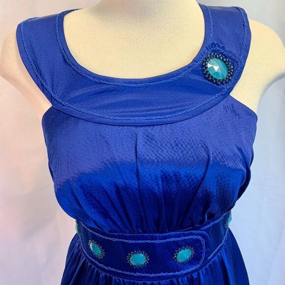 Laundry By Design NWT blue teal silk dress Sz 4 - Picture 3 of 9
